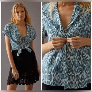 Anthropologie Pilcro Ikat Printed Voile Surf Shirt XS